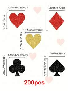 100/200 Peças Conjunto de Confetes Cintilantes Coloridos de Las Vegas para Noiva, Casamento, Festa de Aniversário, Aniversário, Festa de Despedida de Solteira - Confetes Reutilizáveis com Formato de Coração Preto e Dourado, Espalhe na Mesa da Festa, Decorações de Festa - Multicolorido - Visão 10
