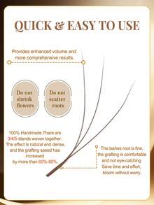 CoMango 12片棕色3D/4D/5D预制睫毛簇，混合宽度8-15mm，0.07mm仿貂毛自然柔软外扩睫毛，自发性浓密睫毛，睫毛簇，单根睫毛，假睫毛 - 棕色 - 查看 6