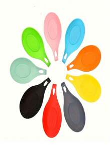1pc Heat Resistant Silicone Spoon Rest - Multipurpose Kitchen Mat For Spoons & Forks, Random Color, Spoon Holder | Vibrant Kitchen Accessory | Easy To Clean Mat, Countertop Spoon Rest