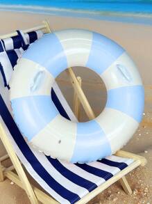 1 件装充气条纹蓝粉色男女通用游泳圈，加厚 PVC 泳池浮圈，小孩和成人腋下浮圈，夏季乐趣 - 彩色 - 查看 12