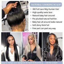 bling hair Hidden Strap Straight 360 Lace Front Wigs Human Hair Invisi Strap Straight Lace Front Wigs Human Hair Pre Plucked Drawstring 360 Frontal Glueless Wigs For Women 200 Density Full Lace Wig,22 Inch - Natural Black - 查看 7