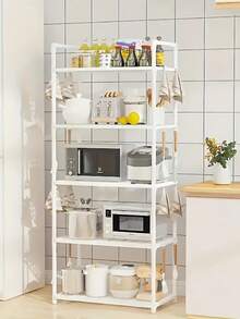 5-Tier Heavy-Duty Metal Storage Rack - Black & White 2-Color Options, Multi-Functional For Kitchen, Garage, Freestanding Bookshelf, Indoor & Outdoor Standing Shelf - 白色 - 查看 2