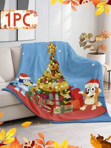 Chăn flannel Giáng sinh Bluey - Hoàn hảo để trang trí phòng, siêu mềm mại và nhẹ, họa tiết cây thông Noel đầy màu sắc, hình hoạt hình, tuyệt vời để sử dụng trong nhà, hàng ngày hoặc làm quà sinh nhật cho bạn bè/gia đình. Ấm áp và dễ chịu, mềm mại và dễ giặt, kiểu dáng đáng yêu, thiết kế viền xanh, họa tiết chủ đề hoạt hình. Lưu ý: Kích thước là 28*39 inch - Rất nhỏ. - Nhiều màu - Xem 3