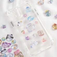 Cute 3D Fluffy Stickers, Kawaii Resin Animal Cartoon Stickers, Small DIY Stickers For Scrapbooking, Notebooks, Laptops, Water Bottles (Random Styles)