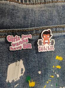 1 Pink Ladies' Fashionable Brooch Girls Just Wannahave Fun, Suitable For Daily Wear And Party Gifts. - Multicolor - View 2