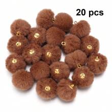 20/50 件可爱人造毛皮绒球珠，蓬松吊坠工艺珠，带铆钉细节和大孔，适合 DIY 珠宝制作、耳环、发饰和钥匙扣，可作为节日礼物赠送给家人和朋友 - 彩色 - 查看 31