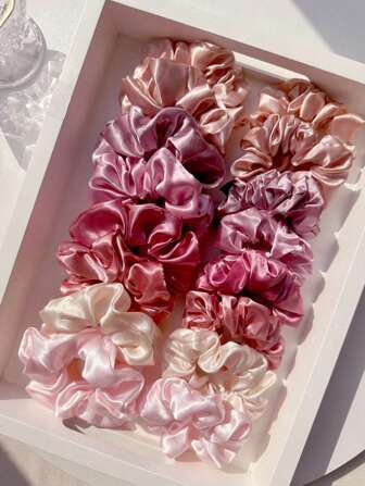 16pcs Women's Soft Satin Scrunchie - High Stretch Solid Headband In Pink, Purple And Beige With Bohemian Chic Hair Accessories For Casual Or Formal Occasions, Hair Ties, Scrunchy Hair Ties, Washing Face, Sport, Home Beauty Women Accessory Gifts Ponytail