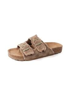 Fashionable Versatile Comfortable Retro Thick Sole Round Toe Platform Casual Outdoor Open Toe Strap Roman Beach Mule Sandals