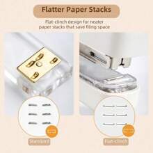 Professional Heavy Duty Stapler With 830 Staples - 40 Sheet Capacity & Built-In Staple Remover For Office School Home Use - Smooth Jam-Free Stapling Mechanism - Ergonomic Black Desktop Stapler For Paper Documents & Reports - 白色 - 查看 3