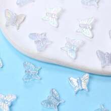 100Pcs 13*16mm Acrylic Iridescent Butterfly Loose Beads Earrings Pendant Jewelry Making Material Handmade DIY Accessories - Loại bướm - Xem 18