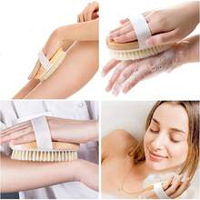Cepillo Corporal de cerdas naturales de madera para masaje y exfoliación de piel, Cepillo para baño y cuidado de la piel, Ducha, Cepillo de baño exfoliante para piel seca y mojada. (1 Pieza) - 1 - Ver 2