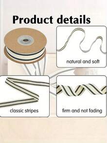 10 Yard Roll Christmas Striped Ribbon,Gift Wrap Ribbon Natural Craft Accessory Satin Ribbon, DIY Crafts, Home Decor Floral Decoration, Birthday, Holiday Wedding Valentine's Christmas, Birthday, Party Decorations, Wedding Wreath Flower Tie Ribbon, Valentine's Day - Multicolor - View 5