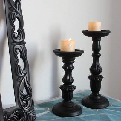 黑色新款圣诞系列手工甜点桌复古手工木质简约多功能乡村风支架多肉植物架烛台家居装饰桌面摆件