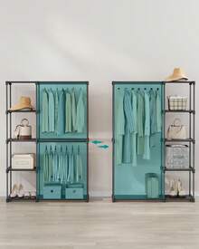 SONGMICS HOME SONGMICS Open Wardrobe, Freestanding Wardrobe Vertical Shelf, Coat Rack With Clothes Racks, Dressing Room, Bedroom, 43 X 124 X 182 Cm - Black - View 2