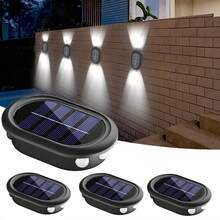 1/2 件 6LED 冷/暖光户外太阳能壁灯，庭院花园装饰照明，适合户外、圣诞节、万圣节、返校礼物 - 升級款-凸鏡壁燈 - 查看 16