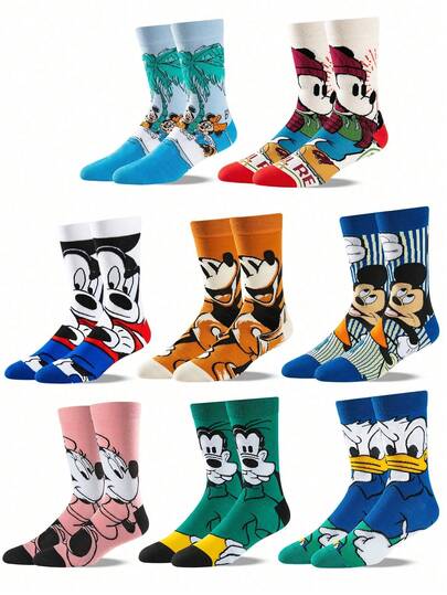 Disney 1/4/8 双装正品米妮和米奇卡通船袜，舒适、防臭、吸湿排汗、透气，时尚万圣节款式 - 非常适合作为礼物、参加派对、日常穿着、休闲活动等场合。