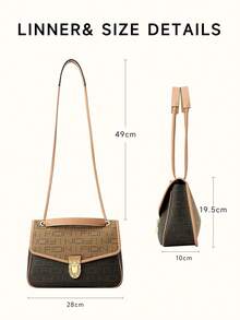 Minions Women Letter Print Shoulder Bag Leather Hobo Bag for Women with Cute  Bag Charm Flap Square Handbag Purse Ladies Vintage Casual Clutch Purse for Daily Use Wallet Bag - 黑棕 - 查看 5