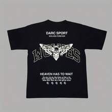 DARC WOES DEATH MOTH OVERSIZED UNI  Workout Wo T-Shirts Cotton Hip Hop Sual Shirts Gym Fitness  To41 - 黑色8 - 查看 1