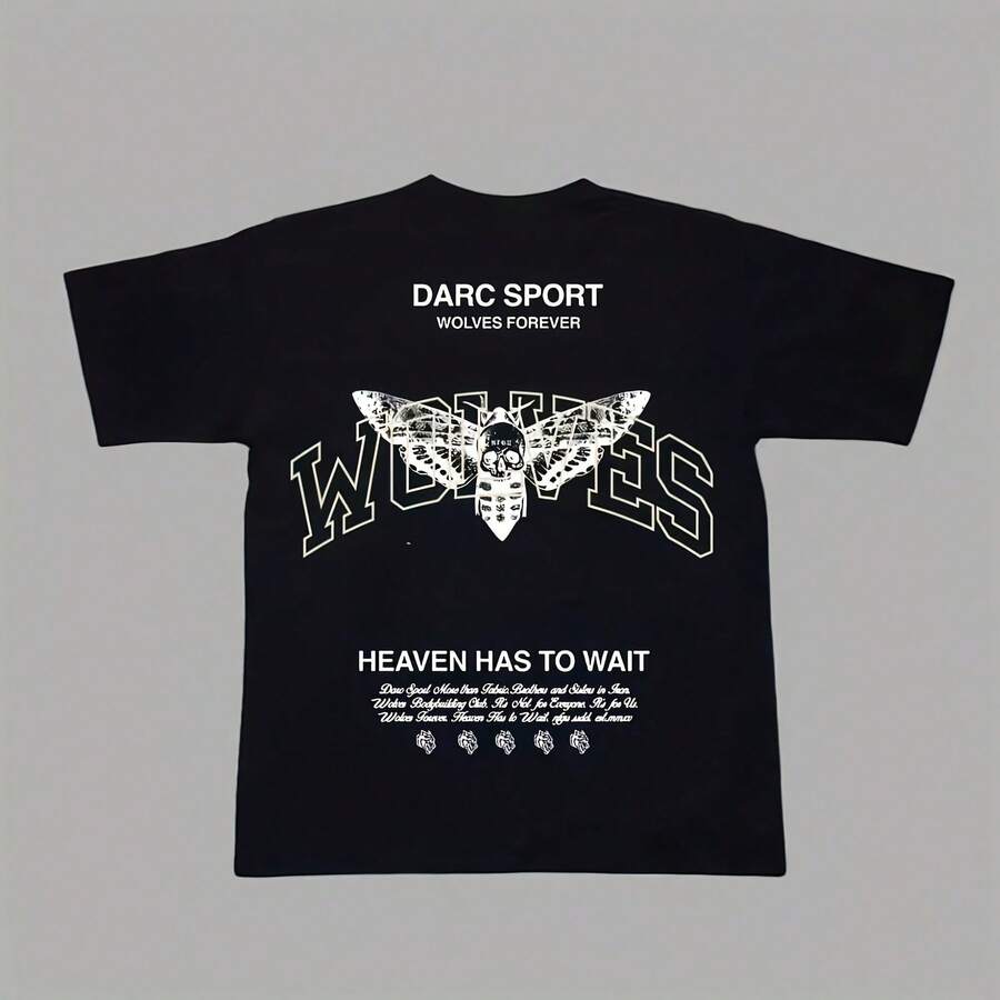 DARC WOES DEATH MOTH OVERSIZED UNI  Workout Wo T-Shirts Cotton Hip Hop Sual Shirts Gym Fitness  To41 - 黑色8 - 查看 1