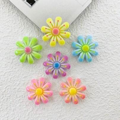 Glossy Colorful Flower Resin Accessories Fridge Magnets, Cup Decorative Stickers