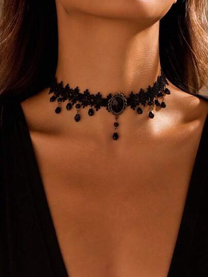 Cuiwrgrs 1 st gotiskt spetshalsband, vintagehalsband alla hjärtans dag-accessoarer