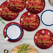 2 buc/4 buc/6 buc covorașe din silicon imprimate cu model de globuri de Crăciun, decor de Crăciun, potrivite pentru masă, cafenea, decorațiuni pentru toate anotimpurile, covorașe lavabile, decor pentru cameră, suporturi pentru pahare, covorașe de scurgere, covorașe pentru masă de bucătărie, decor pentru petreceri de interior și exterior, decor pentru casă, cadou ideal