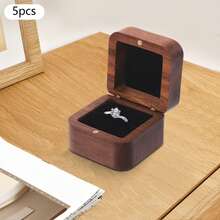 kangten 5 PCS Ring Boxes, Wooden Ring Box, Vintage Style Ring Box - Black - View 9