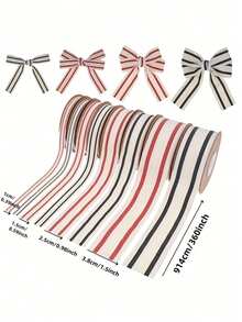 10 Yard Roll Christmas Striped Ribbon,Gift Wrap Ribbon Natural Craft Accessory Satin Ribbon, DIY Crafts, Holiday Wedding Valentine's Christmas Birthday Party Decorations Valentine's Day - Multicolor - View 8