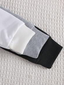 2pcs Baby Boy/Girl Casual Cute Cartoon Bear Embroidered Patch Sweatshirt And Pants Set, Comfortable - Multicolor - View 5