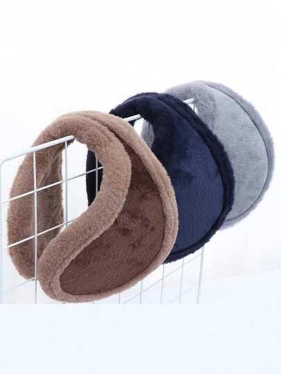 Casual Outdoor Cycling Suede Fleece Ear Warmers, Warm Protection Against Cold In Winter