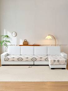 1pc Bohemian Quilted Plush Sofa Cushion Cover, Warm-Toned Country Style Sofa Slipcover, Anti-Slip & Anti-Scratch, Suitable For All Seasons, Fits 1/2/3/4 Seater Sofas And Sectionals, Ideal For Living Room/Dining Room/Bedroom/Study, Autumn Decor, Dorm Decor, Back To School - Light Grey - View 10