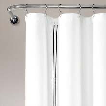 LUSH DECOR Cortina de ducha de la colección de hotel blanca/negra individual 72X72 - Blanco/Negro - Ver 2