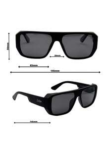 Unisex Retro Vintage Square Sunglasses With UV400 Protection - London - Matte Black - View 6