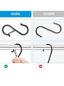 5个S形挂钩，重型S形挂钩，厨房挂钩，衣柜挂钩S形挂钩，适用于植物，花盆，毛巾和袋子，黑色3.55英寸 - 黑色 - 查看 6
