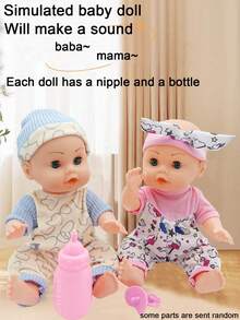 29 厘米栩栩如生的婴儿娃娃玩具，可互动的娃娃可以睁开/闭上眼睛、喝水、小便、让爸爸妈妈哭和笑，适合男孩女孩的生日圣诞礼物（包括奶嘴和奶瓶）