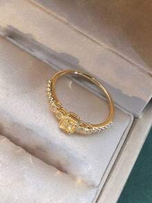 1 件优雅方晶锆石戒指，适合女士，情人节礼物，结婚周年派对珠宝，妈妈，母亲，母亲节，礼物 - 1# - 查看 8