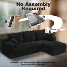 105'' Plush Cloud Sectional Couch, (Black)Boneless L Shape Couch With Deep Seat, Sectional Sofa, Living Room Sofa, No Assembly Required, Minimalist Modular Couches Sleeper For BedroomApartment Lounge,Sofa De Sala, Couch, Sofa Cama, Muebles Para Sala, Christmas Decoration, Christmas Decorations For Home, Living Room Set Furniture. - 黑色 - 查看 6
