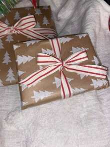 10 Yard Roll Christmas Striped Ribbon,Gift Wrap Ribbon Natural Craft Accessory Satin Ribbon, DIY Crafts, Holiday Wedding Valentine's Christmas Birthday Party Decorations Valentine's Day - Multicolor - View 5