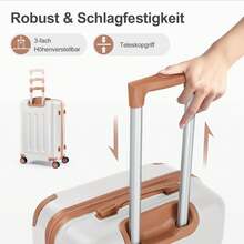 SUNROAD A Stylish Set Of ABS Suitcases With Vertical Stripes, Four-In-One Design With Handles And Universal Wheels. Available In 20in, 24in, 28in Sizes And 12in Carrying Case, Featuring ABS Aluminum Golden Pull Rods In A Fashionable Rose Gold Color Scheme - 白棕色 - 查看 6