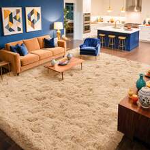 WISH TREE 8x10 Area Rugs For Living Room, Fluffy Shaggy Rug Soft Carpets, Big Rugs For Bedroom Dorm Home Decor Aesthetic Light Tan - 駝色 - 查看 5