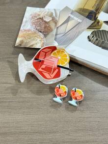 3个/1个鸡尾酒橙汁造型发夹,全新设计,适合丸子头装饰,节日礼物,秋冬季爪夹发饰,适合女士度假装扮和夏季海滩造型 - 彩色 - 查看 17