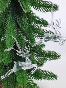 3D Acrylic Transparent Deer Hanging Ornaments, Nordic Minimalist Style Hollow Reindeer Decor, Matte Texture, Christmas Party Decoration, New Year Gift, Winter Window Display, Ice & Snow Home Decor