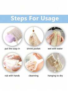 1 pieza/4 piezas Bolsas de jabón de malla exfoliante, bolsa de jabón de sisal natural, adecuada para decoración de baño en el hogar, decoración de otoño, regreso a la escuela, masaje de ducha, exfoliación, Halloween, Navidad