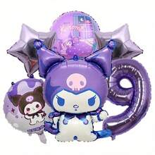 6Pcs/Set Sanrio Purple Coulomi Theme Purple Number 123456789 Birthday Party Balloon Decoration Set Room Layout