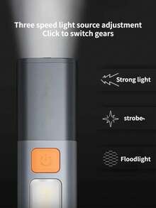 High Lumens LED Flashlight, Telescopic Zoom, Tactical Flashlight, USB Rechargeable, Built-In Battery, Suitable For Outdoor Emergency Lighting, Hiking, Camping, Fishing, Running, Work, Automotive And Other Outdoor Activities - Light Grey - View 10