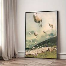 1pc Grassland, Lovely, Flock Of Sheep,Canvas Art Print, Valentine's Day,Thanksgiving,Easter,Christmas Gift,Room Decoration Aesthetic,Wall Decoration Art,Living Room , Bedroom , Bathroom Decoration, Modern Home Decoration No Frame