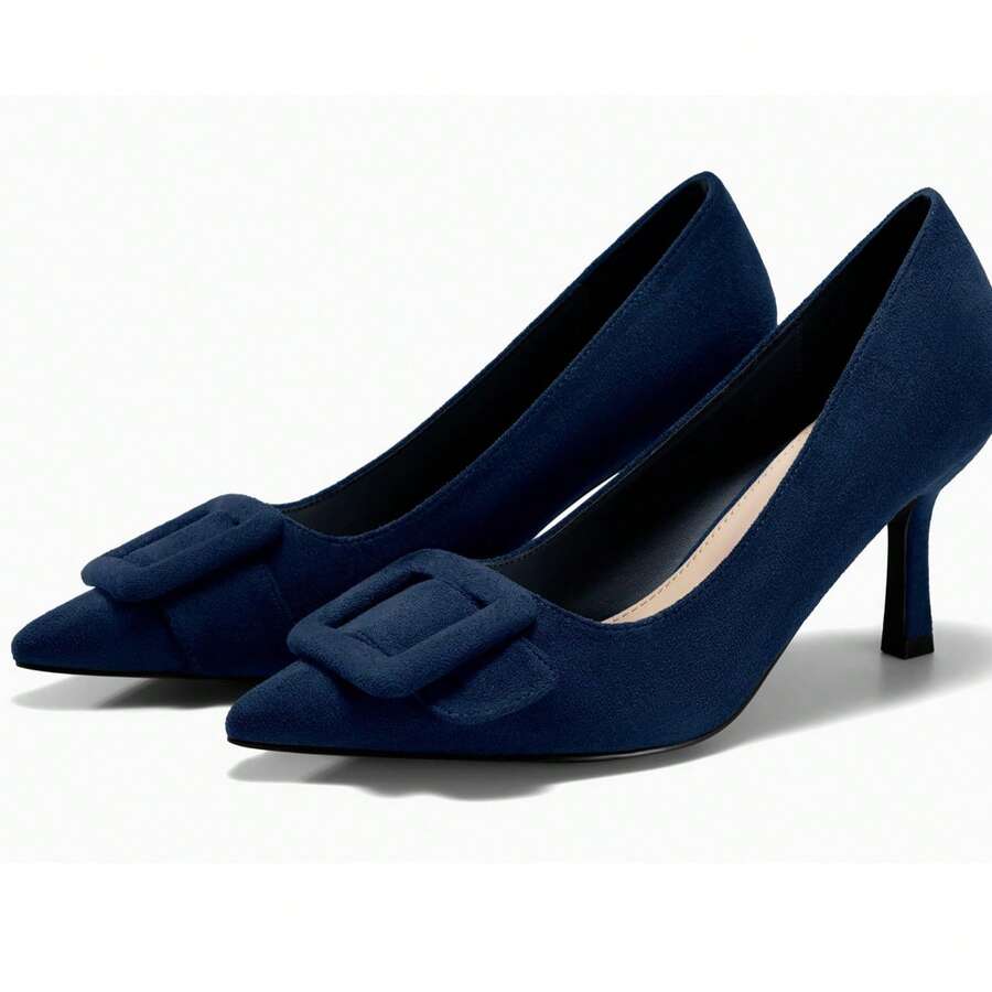 Women's Pointed-Toe Stilettos, Elegant High Heels, Shoes For Weddings And Formal Occasions, Women's Dress Shoes Dark Blue High Heels - Xanh đậm - Xem 1