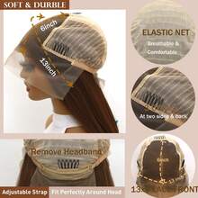 200% Density 26 Inch 13*6 HD Transparent Lace Front Brown Wigs 26 Inches Long Straight Honey Brown Color Lace Frontal Wig Glueless Lace Wig Silk Straight Chocolate Brown Wig Synthetic Heat Resistant Fiber Hair Wig 13X6 Hairpiece Lace Closure Wigs - 巧克力棕 - 查看 6