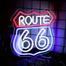 Route 66 Neon Sign Historic US High Way Acrylic LED Sign For Bedroom Wall Decor Blue Neon Light Game Room Wall Sign Party Light Club Neon Accessory - Red + Ice Blue + White - View 7