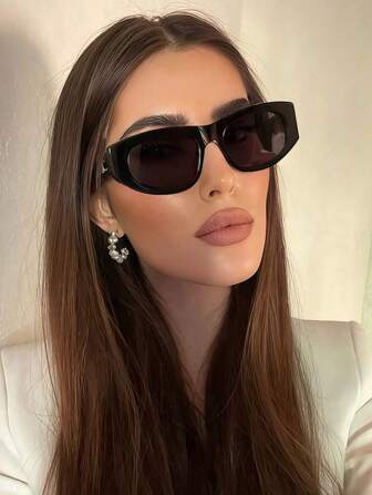 نظارات شمسية نسائية بتصميم عين القطة بشكل بيضاوي على الطراز الأوروبي والأمريكي الأنيق